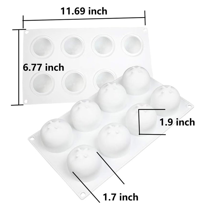 OCPO KITCHEN Orange Silicone Mold for Baking Mousse Cake, Chocolate, Fruit Dessert, Pudding, Jelly, Ice Cream Mould, Cake Decoration Mold, Non-Stick and Easy Release, 3D Orange Shape (8-Cavity) - Image 2